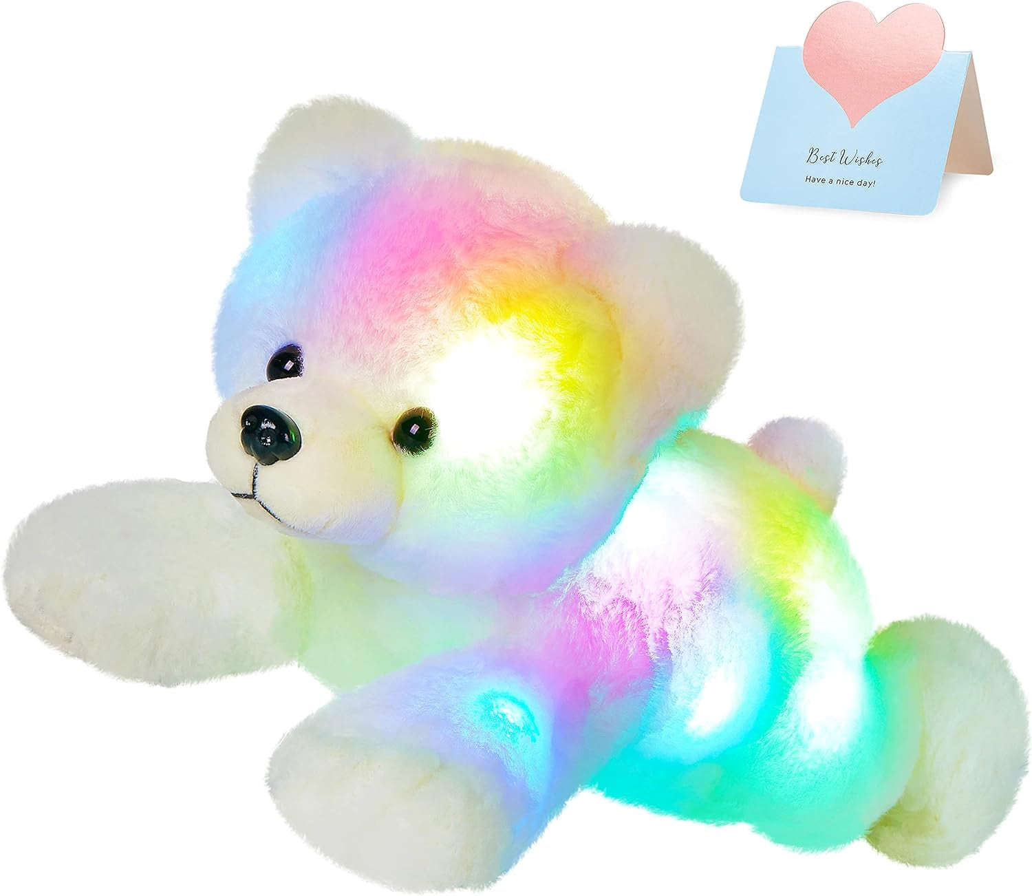 Light up Stuffed Polar Bear LED Soft Plush Toy with Magic Night Lights Glow in the Dark Birthday Holiday for Toddler Kids