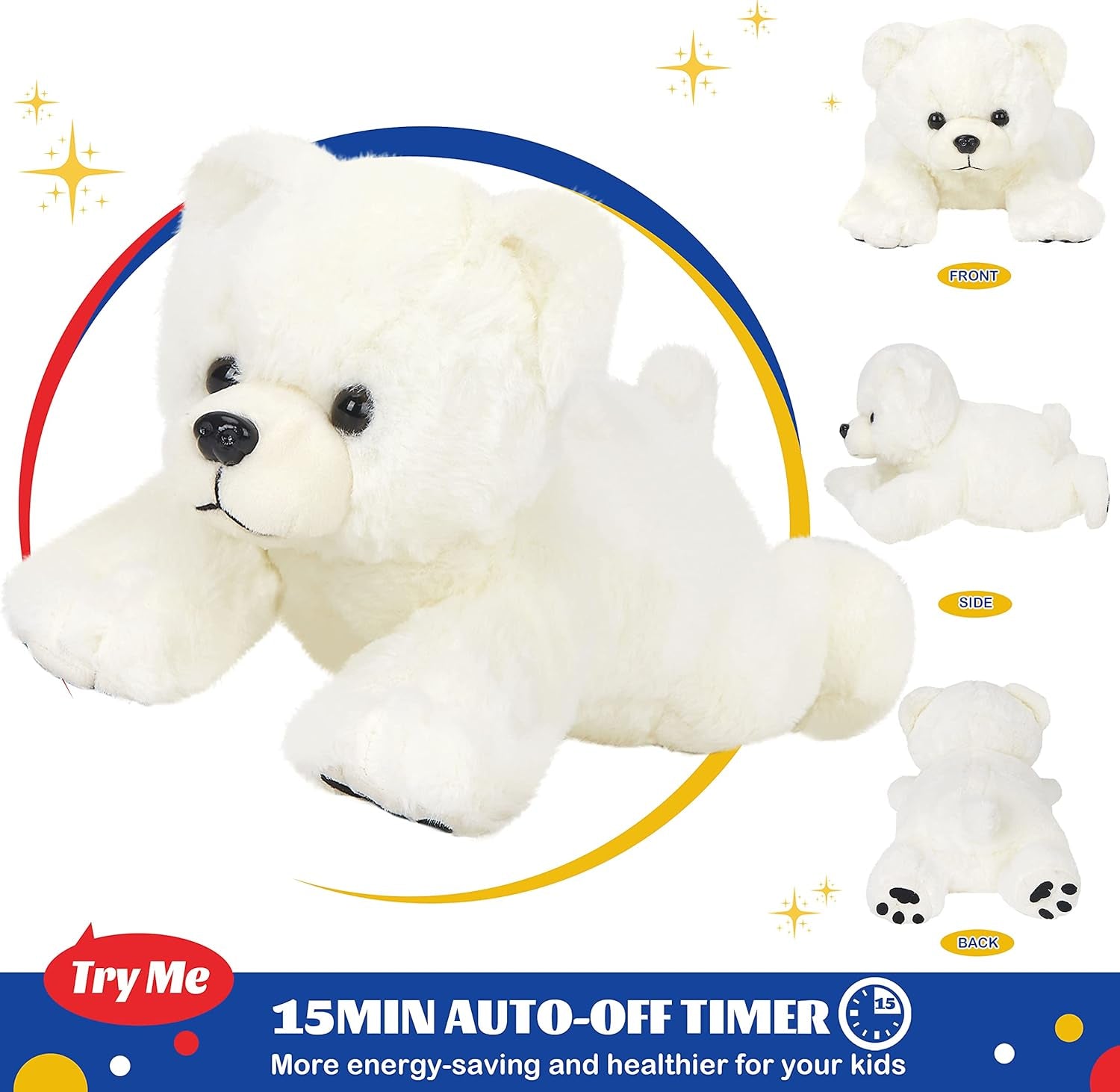 Light up Stuffed Polar Bear LED Soft Plush Toy with Magic Night Lights Glow in the Dark Birthday Holiday for Toddler Kids