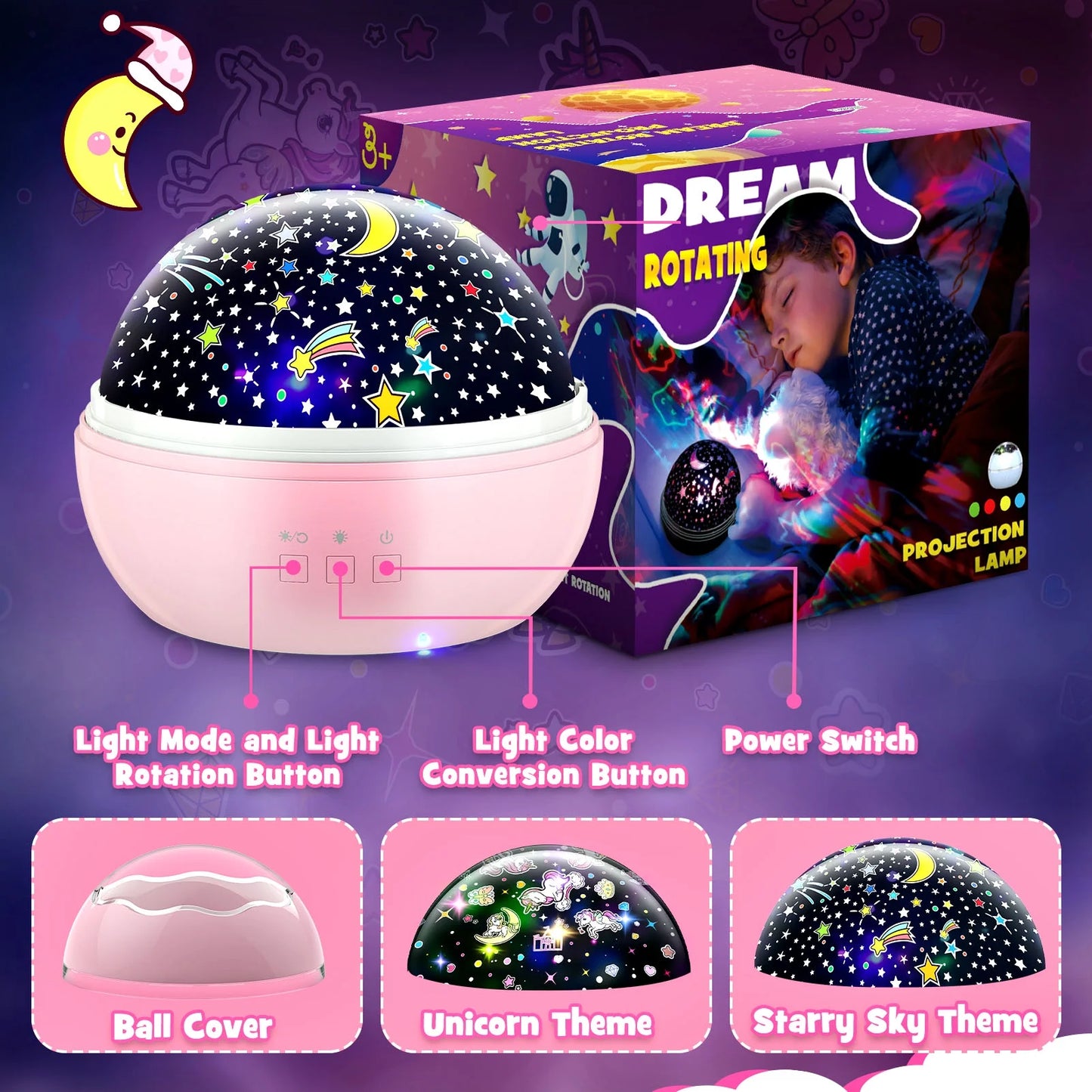 Unicorn Night Light Projector for Kids