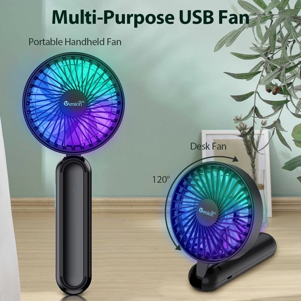 Personal USB Hand Fans with RGB Color Light